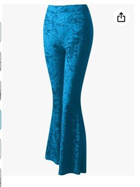 Blue Velvet High-Waist Flared Pants